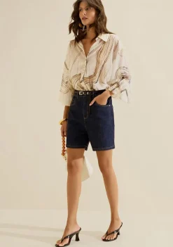 Bermuda Jeans Reta Origem Azul