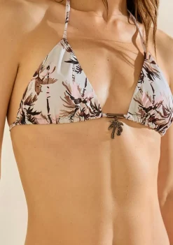 Biquini Cortininha Tropicalia Marrom/rosa