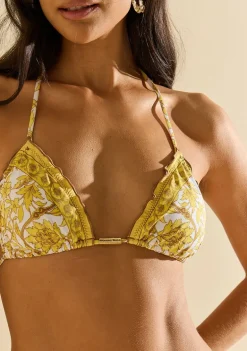 Biquíni Morena Rosa Cortininha Ripple Bojo Removível Calcinha Inteira Ri Amarelo