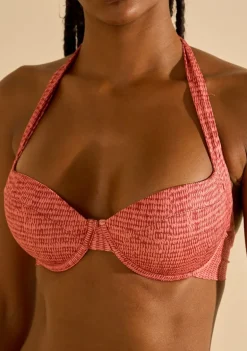 Biquíni Morena Rosa Meia Taça Com Bojo Calcinha Drapeada Média Rosa