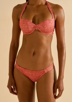 Biquíni Morena Rosa Meia Taça Com Bojo Calcinha Drapeada Média Rosa