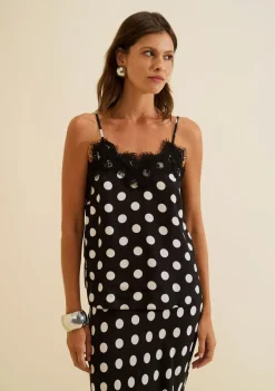 Blusa Alça Fina Sonata Preto/branco
