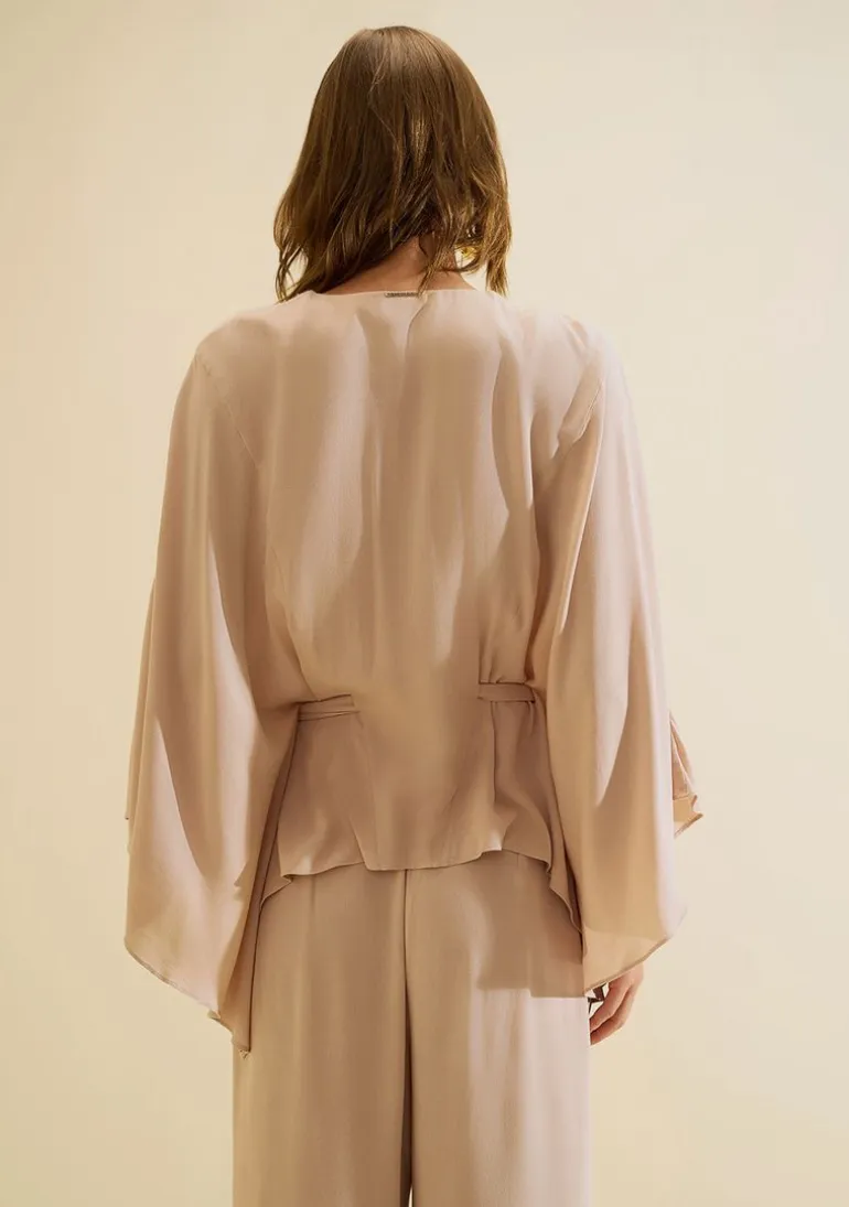 Blusa Decote V Aéria Bege