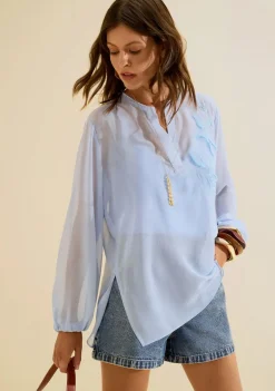 Blusa Decote V Origem Azul