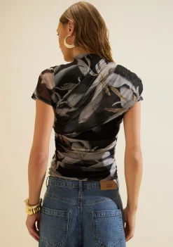 Blusa Gola Alta Miragem Preto/branco