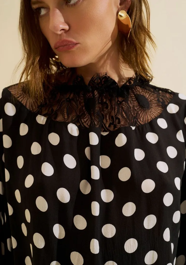 Blusa Gola Alta Sonata Preto/branco