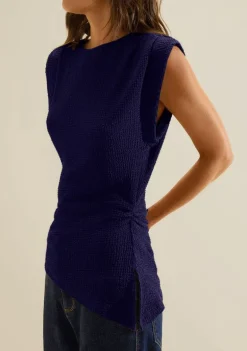 Blusa Manga Curta Favo Azul