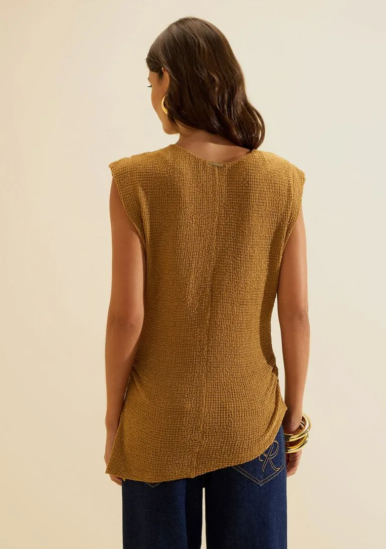 Blusa Manga Curta Favo Caramelo
