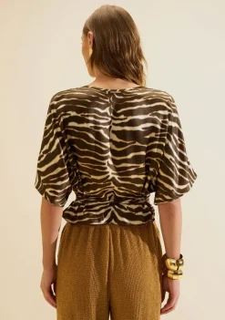 Blusa Manga Curta Miragem Bege