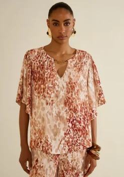 Blusa Manga Curta Vereda Bege/vermelho