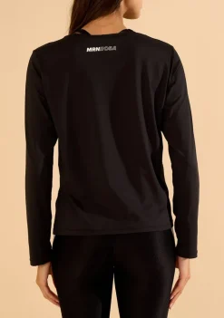 Blusa Morena Rosa Ajustada Decote Careca Manga Longa Padrão Preto