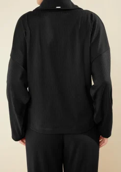 Blusa Morena Rosa Ajustada Gola Clássica Manga Longa Padrão Preto