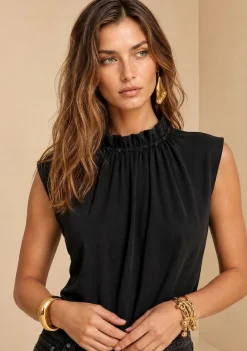 Blusa Morena Rosa Solta Decote V Manga Longa Padrão Preto