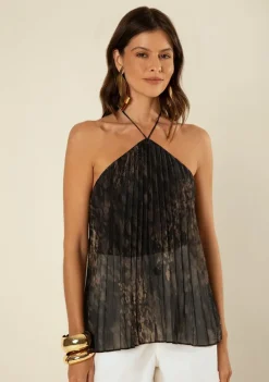 Blusa Sem Manga Vereda Preto/bege