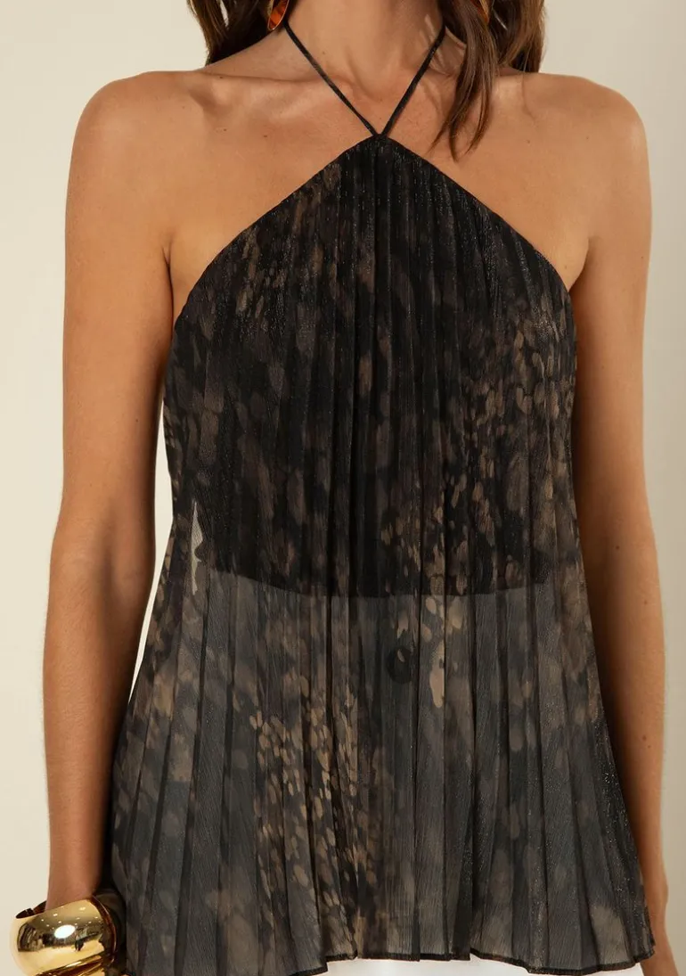 Blusa Sem Manga Vereda Preto/bege