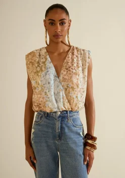 Blusa Transpassada Florescer Azul