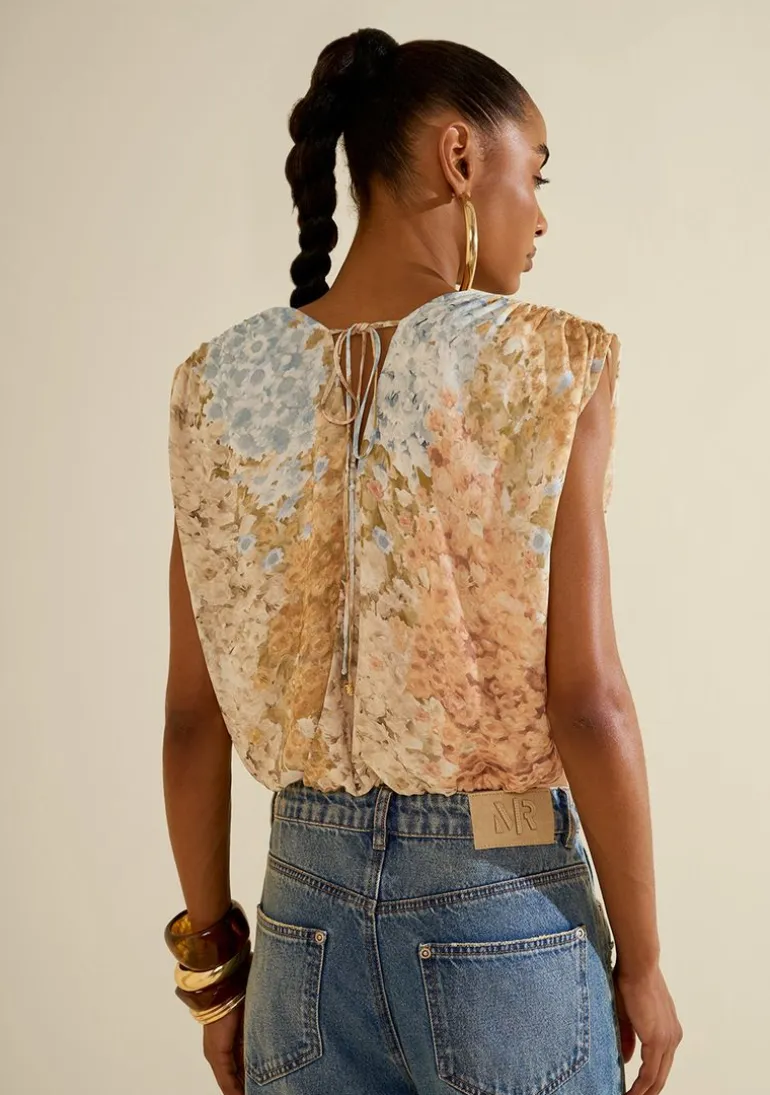 Blusa Transpassada Florescer Azul