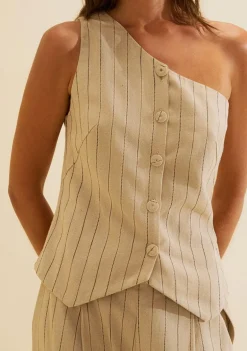 Blusa Um Ombro Só Cadência Bege Claro