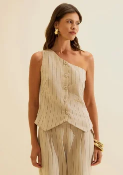 Blusa Um Ombro Só Cadência Bege Claro