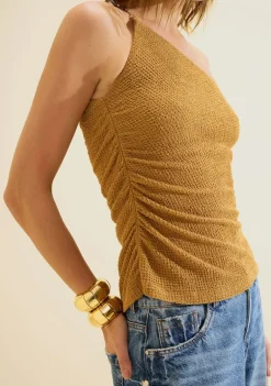 Blusa Um Ombro Só Favo Caramelo