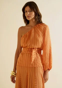 Blusa Um Ombro Só Lumina Laranja