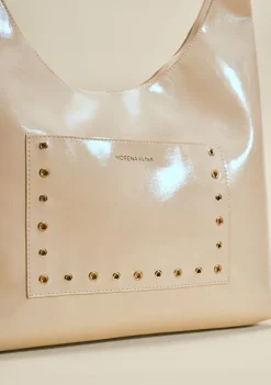 Bolsa Hobo Detalhe Tachas Bege