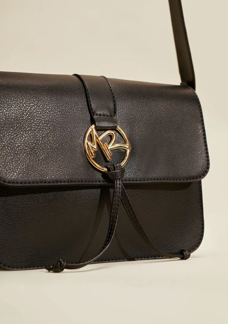 Bolsa Satchel Com Metal Preto