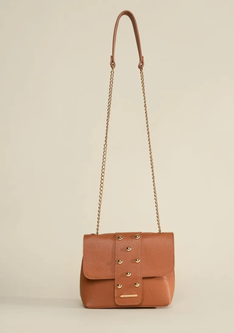 Bolsa Tiracolo Detalhe Tachas Caramelo