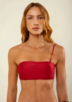 Busto Morena Rosa Renata Ombro Só Bojo Removível Vermelho