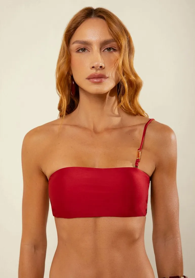 Busto Morena Rosa Renata Ombro Só Bojo Removível Vermelho