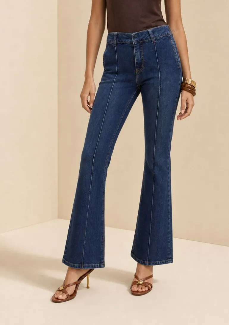 Calça Boot Cut Alta Azul