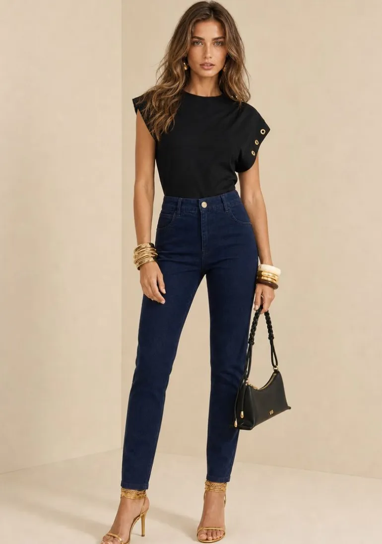 Calça Boot Cut Média Azul