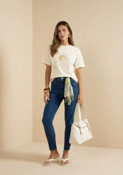 Calça Cigarrete Alta Azul