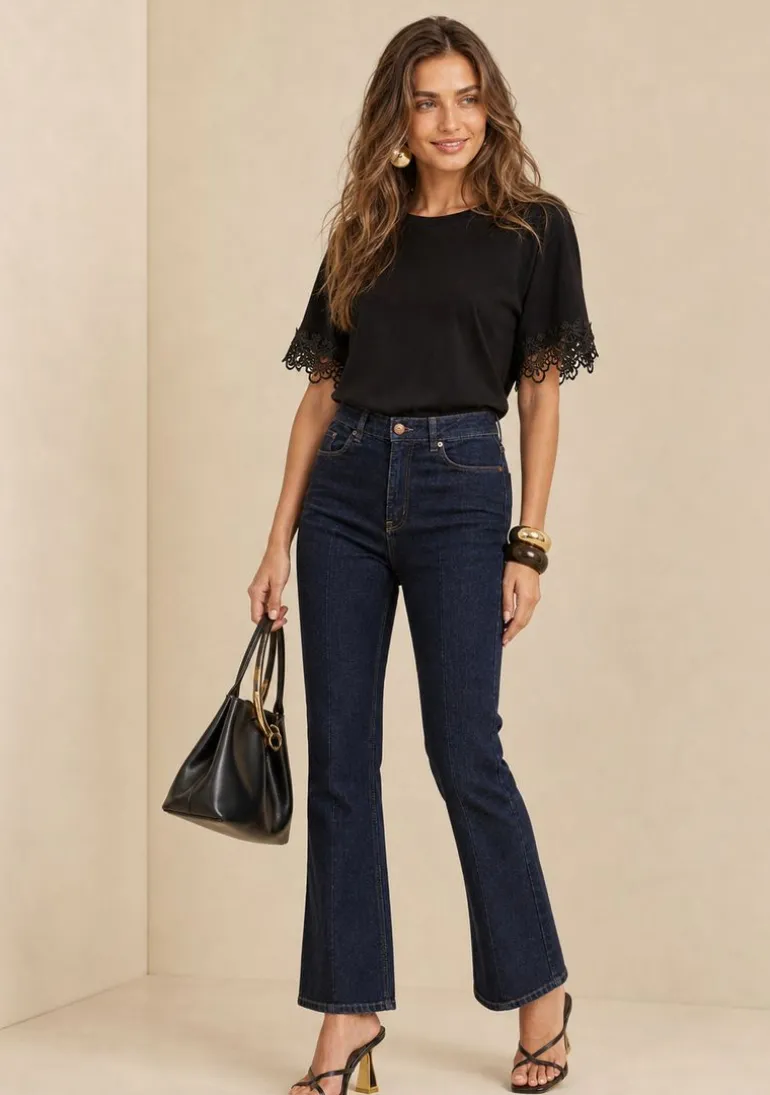 Calça Flare Alta Azul