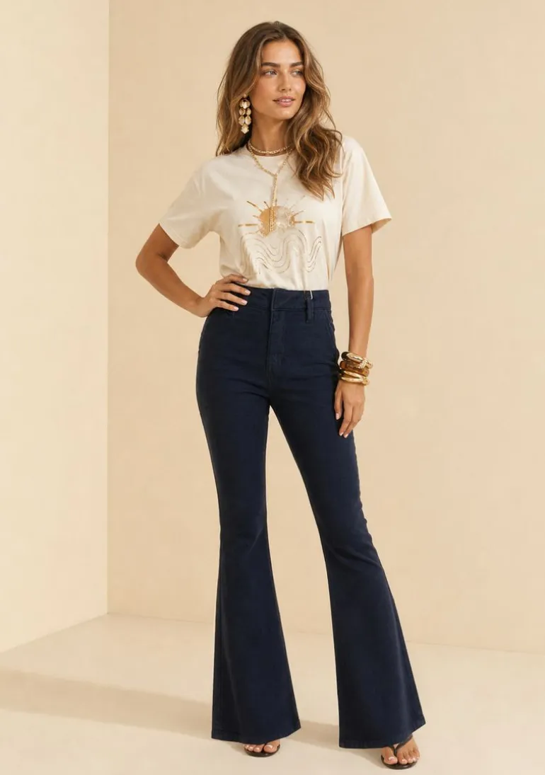 Calça Flare Média Preto