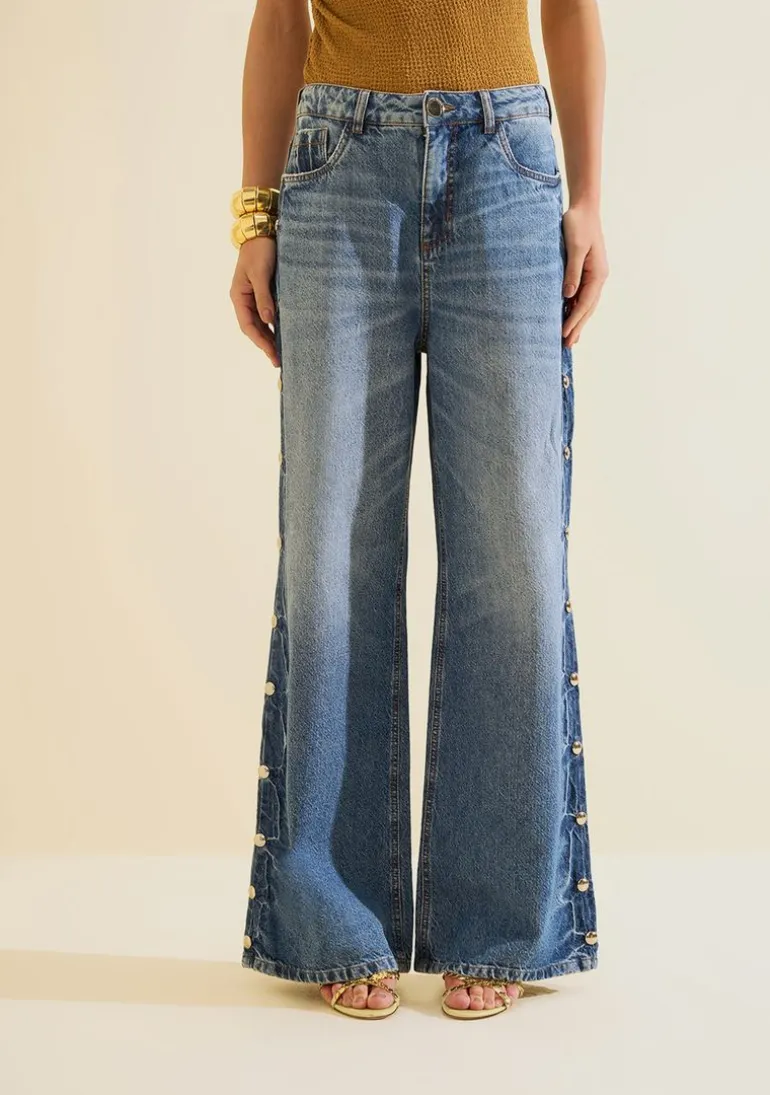 Calça Jeans Wide Leg Índigo Azul