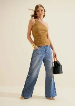 Calça Jeans Wide Leg Índigo Azul