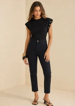 Calça Mom Alta Preto