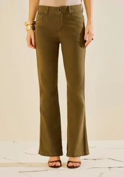 Calça Morena Rosa Boot Cut Alta Verde