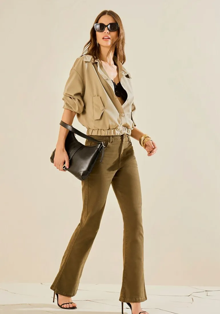 Calça Morena Rosa Boot Cut Alta Verde