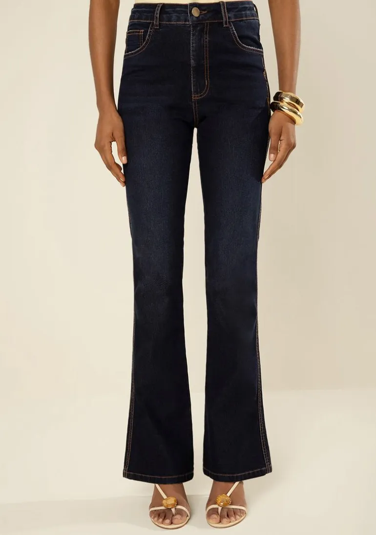 Calça Morena Rosa Boot Cut Alta Azul