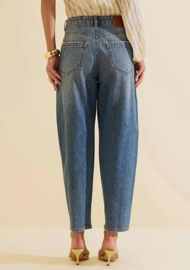 Calça Morena Rosa Cenoura Alta Azul