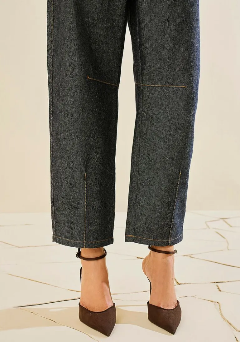 Calça Morena Rosa Cenoura Alta Azul