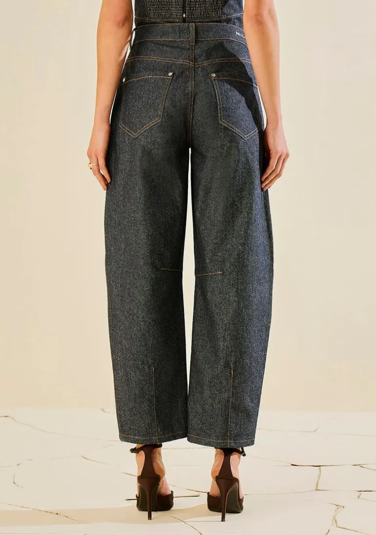 Calça Morena Rosa Cenoura Alta Azul