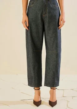 Calça Morena Rosa Cenoura Alta Azul