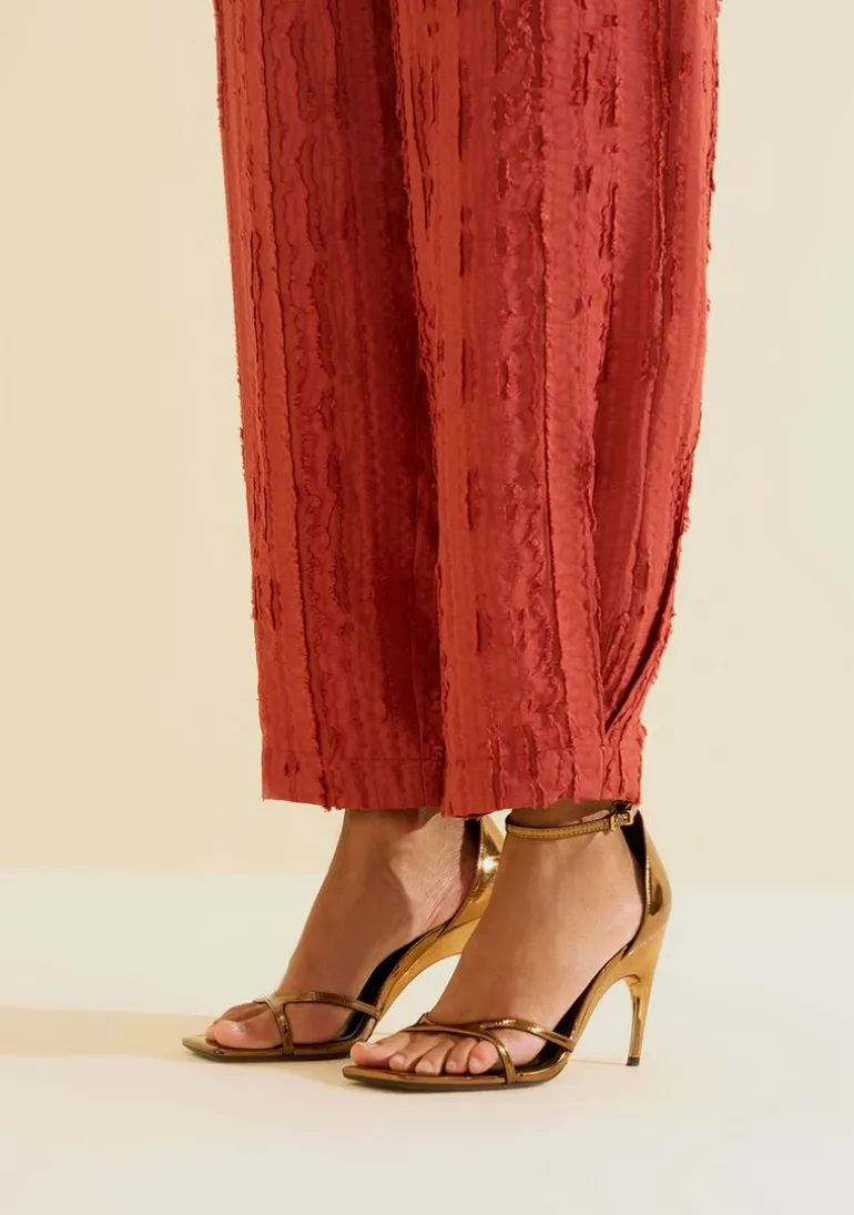 Calça Morena Rosa Cenoura Alta Vermelho