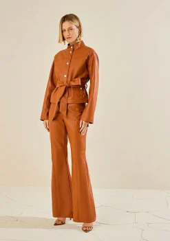 Calça Morena Rosa Flare Alta Marrom