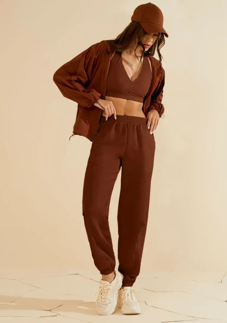 Calça Morena Rosa Jogging Alta Marrom