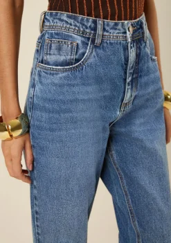 Calça Morena Rosa Mom Alta Azul
