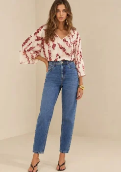 Calça Morena Rosa Mom Alta Azul